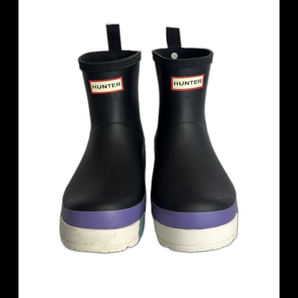 Hunter Black Boots with Purple and Teal Accents - Picture 3 of 9